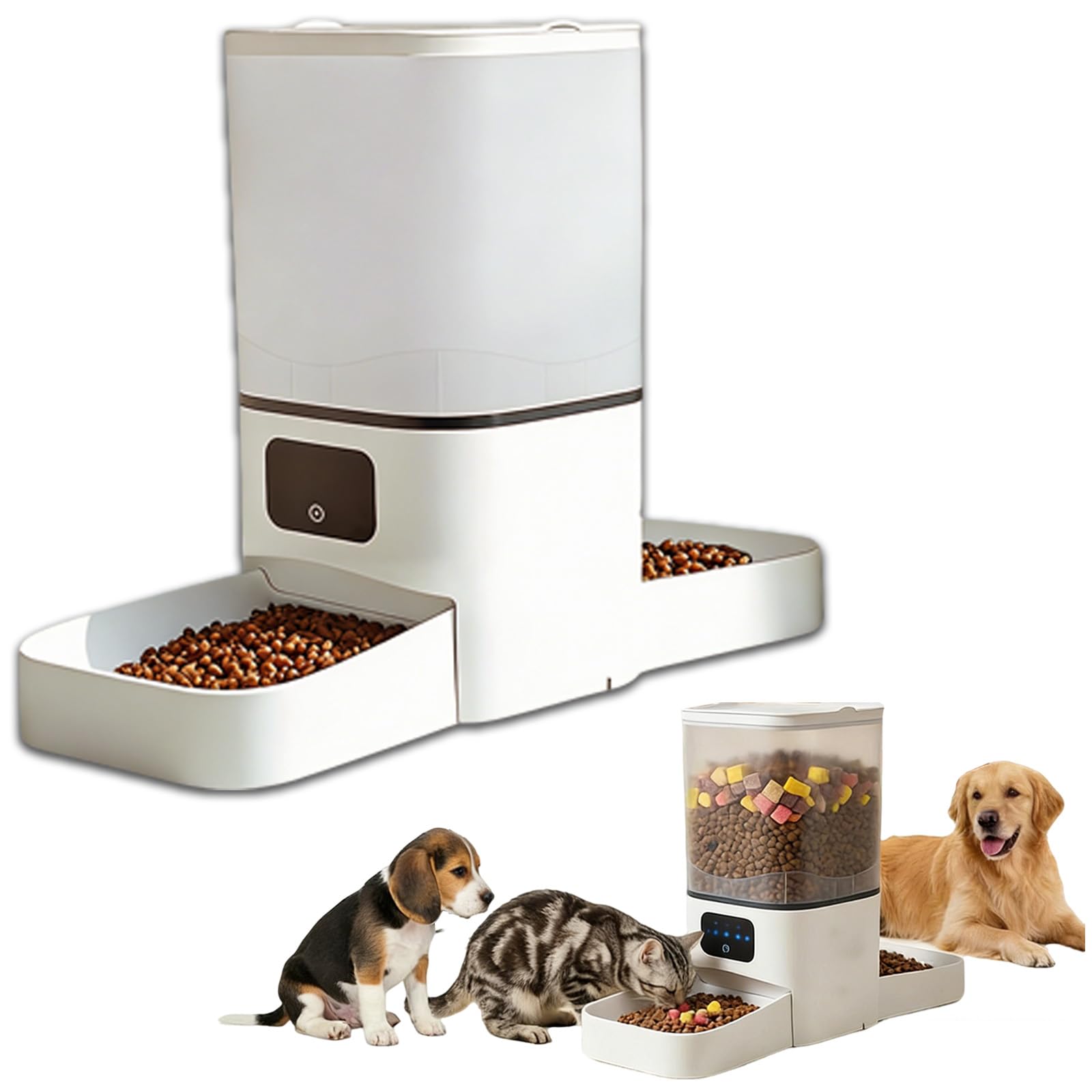 Automatic Cat Feeder for 2 Cats, Dual 1080P Cameras with Night Vision, 5G WiFi APP Control, 6L Automatic Dog Feeder, Dual Bowls for Multi-Cat & Small Dogs Indoor (Standard 6L Double Basin)
