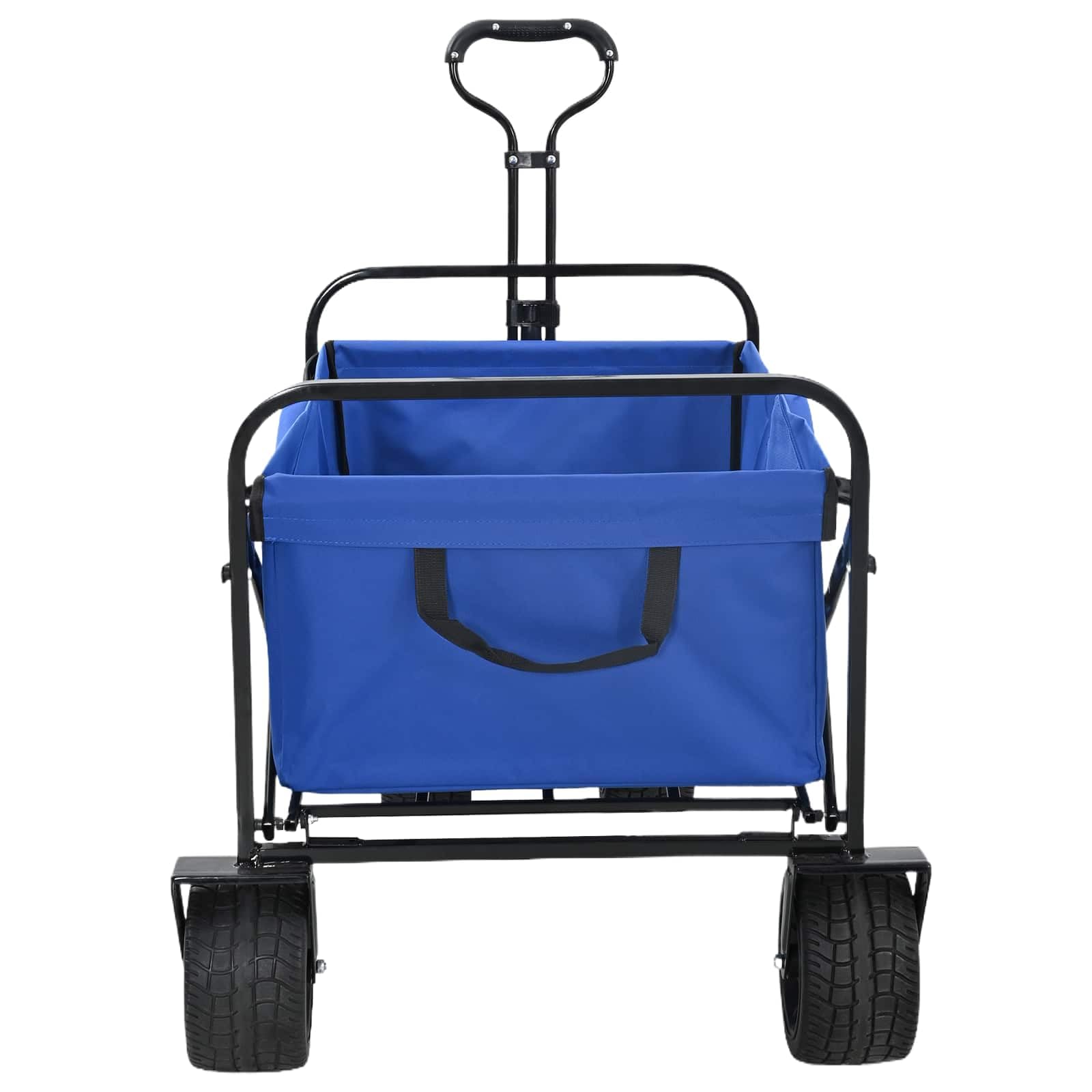 Carrello pieghevole blu, 89 x 63 x 96 cm, in acciaio e tessuto Oxford, carrello da trasporto pieghevole con maniglia regolabile e ruote silenziose girevoli a 360°, per interni ed esterni
