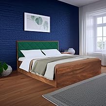 The M M Furniture Store | Revala Wooden Queen Size Double Bed | Premium Engineered Wood | Seaweed Color | Modern Design | Sturdy & Durable Frame
