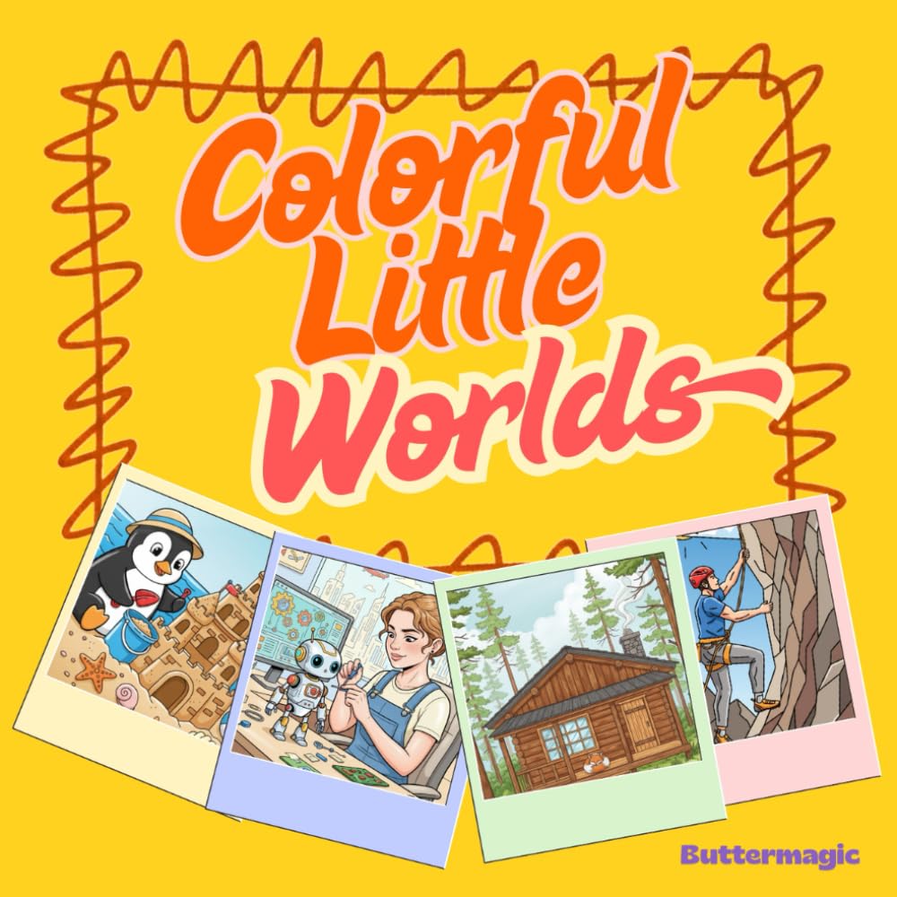 Colorful Little Worlds: Simple, relaxing, and fun Coloring Book for everyone