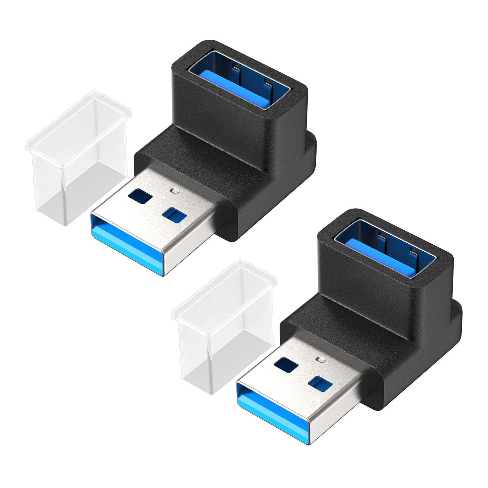 Gbformat 2 pcs Adapter USB auf USB 3.2 Winkelstecker 90 Grad Adapter/10Gbps 5V@3A Adapter USB-A auf USBA Kompatibel mit Phone Laptop Tablet