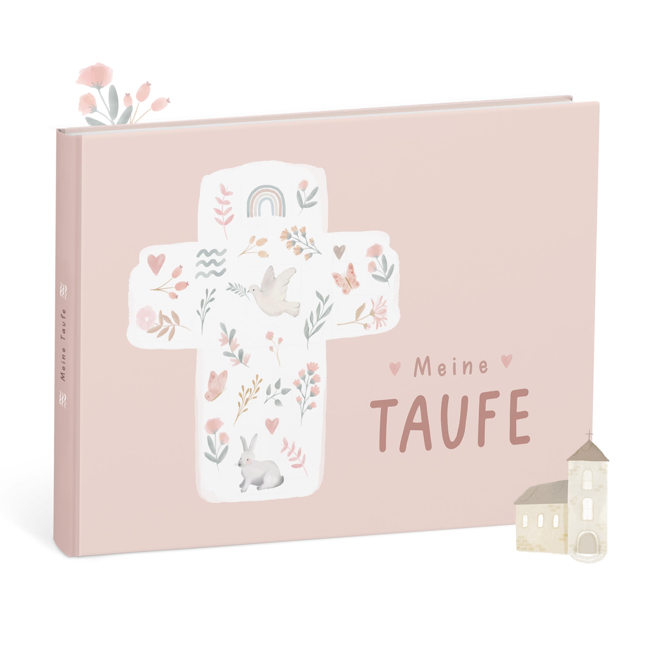 mintkind Erinnerungsalbum Meine Taufe Rosa – Geschenk zur Taufe für Mädchen – Geschenk von Patentante oder Patenonkel – hochwertiges Erinnerungsbuch für Segenswünsche und unvergessliche Momente