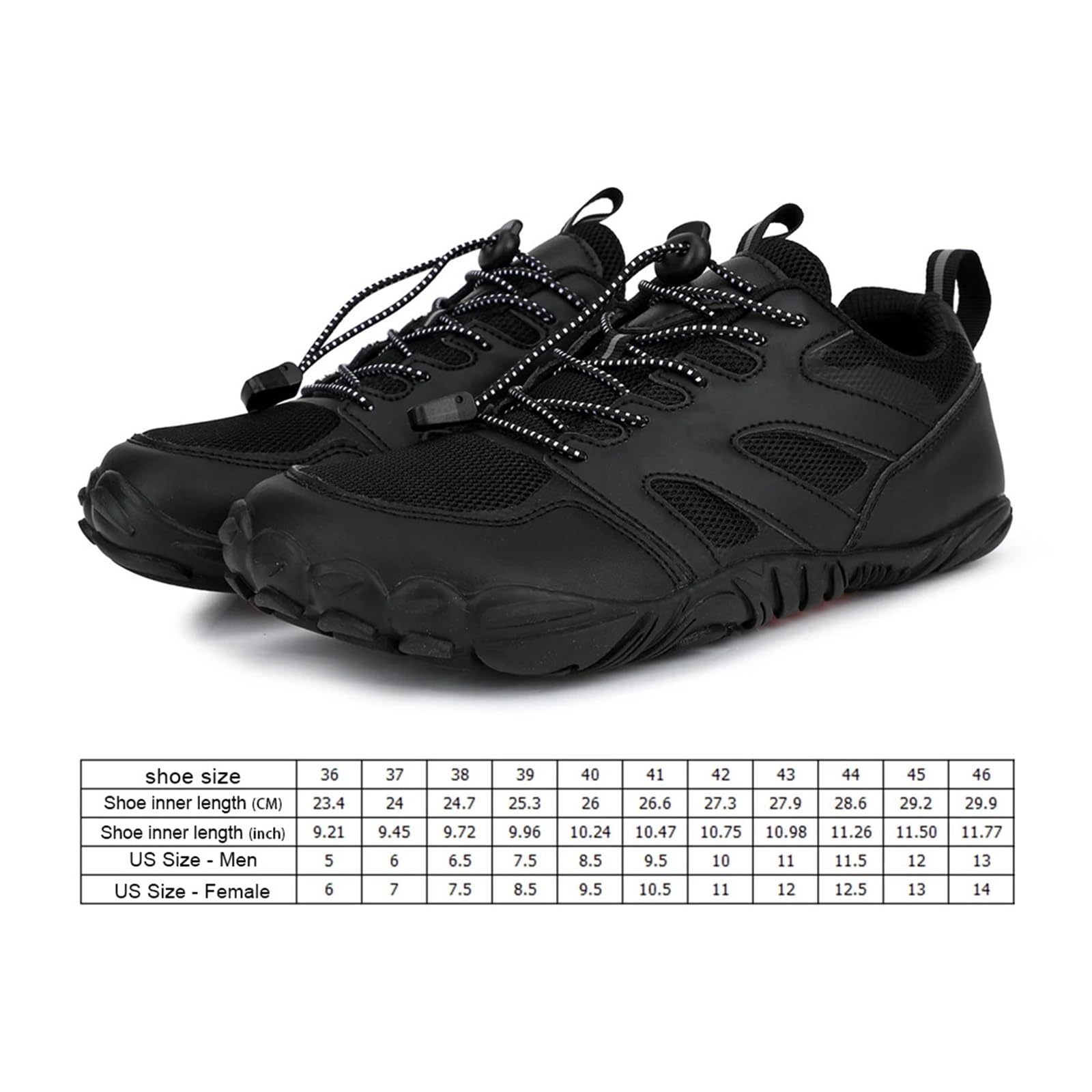 Wasserschuhe Unisex Wasserschuhe Beach Wide Barfußschuhe for Unisex Outdoor Running Casual Sneaker Schuhe Herren Sneakers(Black,46)