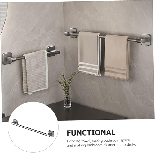 Vista 14 de Toallero autoadhesivo para toallas de baño sin perforaciones, organizador de barra de toallas de baño resistente para toallas y zapatillas