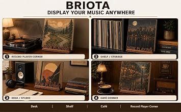 Now Playing Vinyl Stand, Pine Plywood, Spiral Groove for LPs and CDs