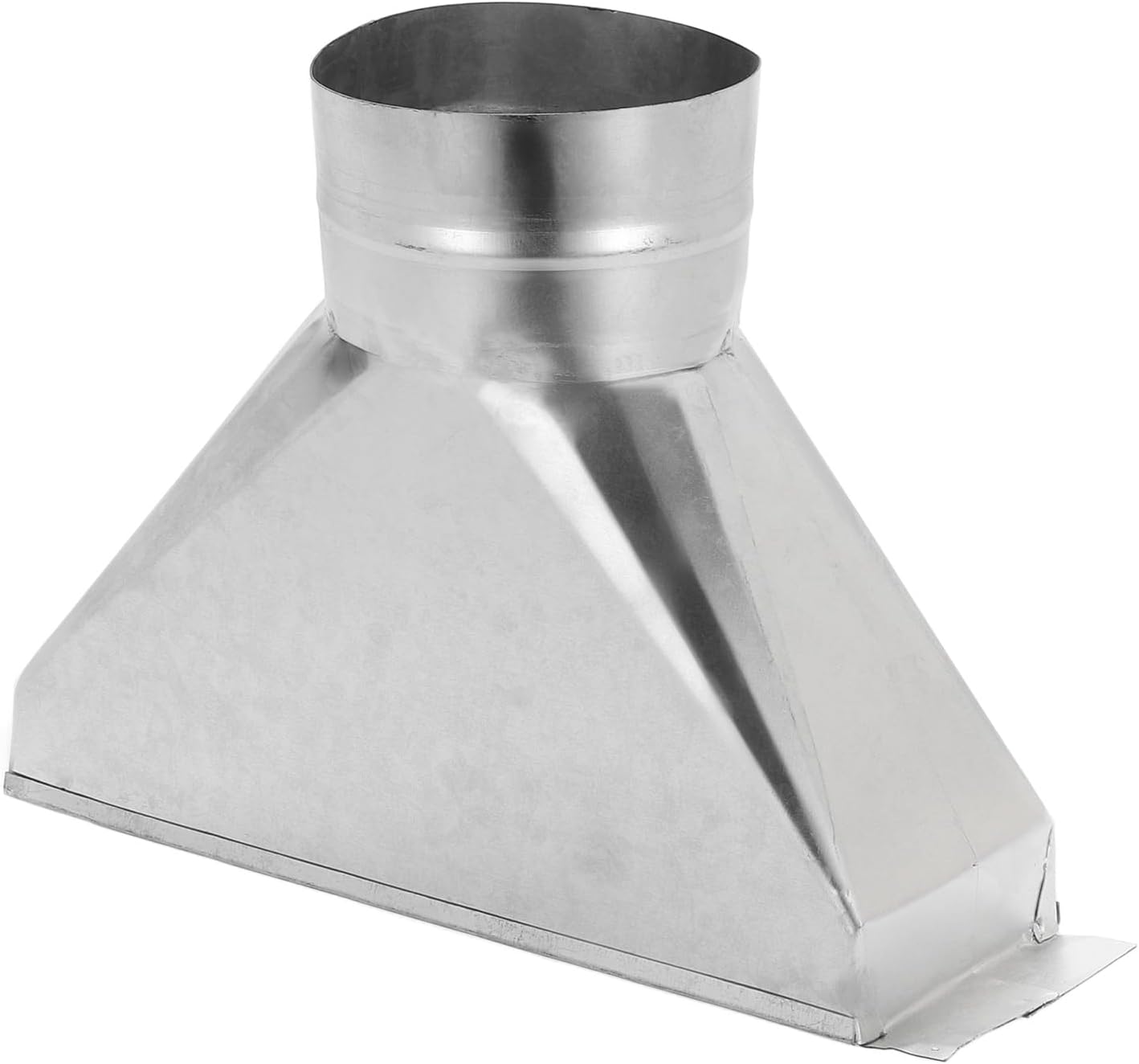 PATIKIL 10" x 4" x 8" Duct Pipe Transition Fitting, Galvanized Steel Transition Rectangular to 4" Round Duct with Folded Edge Straight Register Boot for Connecting HVAC Duct Fittings
