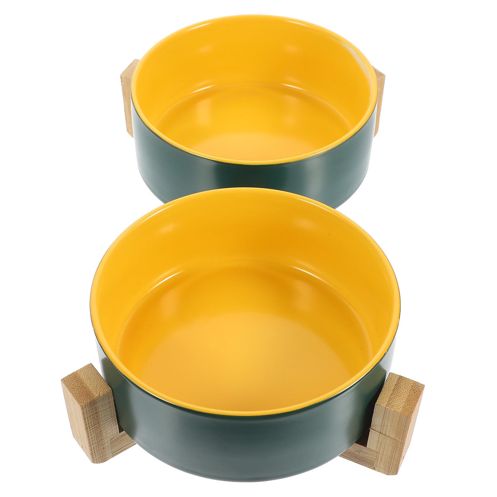 BESTYASH Gamelle Céramique pour Animaux avec Support en Bois, Facile à Nettoyer, Anti-débordement, pour Tout Type d'animal de Compagnie