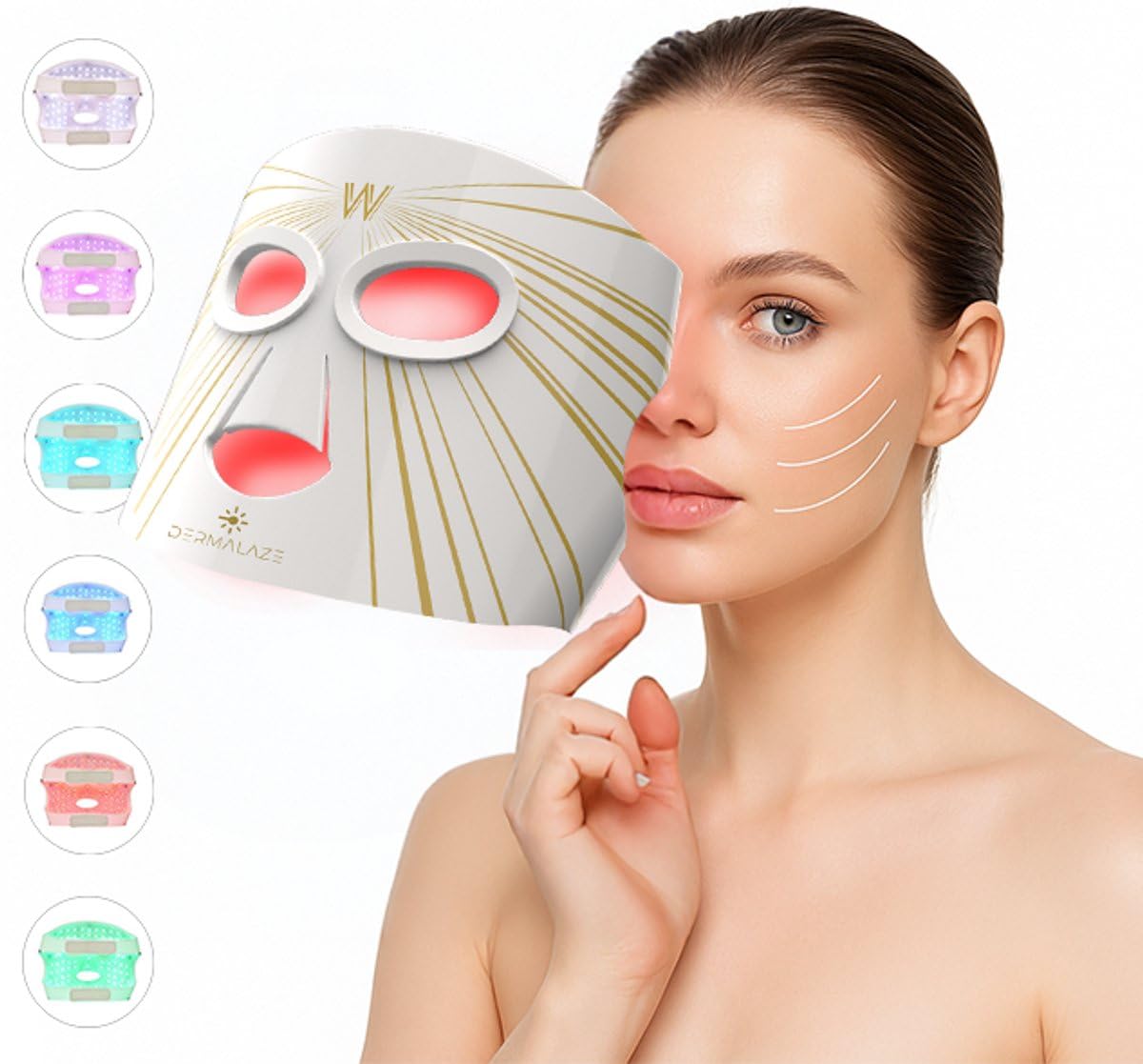 Masque LED Visage 7 Couleurs Luminothérapie | Appareil Anti Rides Lifting | Masque Visage Collagène Femme | Soins Visage, Anti Rougeur, Masque Point Noir, Masque LED Visage