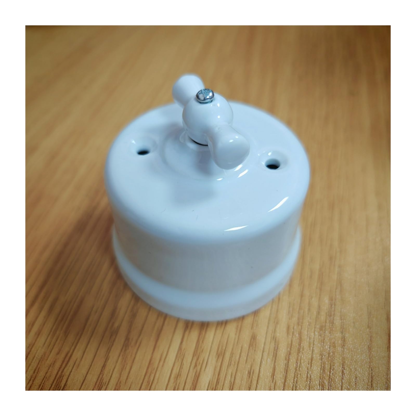 Interruptor de perilla for instalación en superficie de pared, enchufe giratorio de cerámica blanca(White EU Socket)
