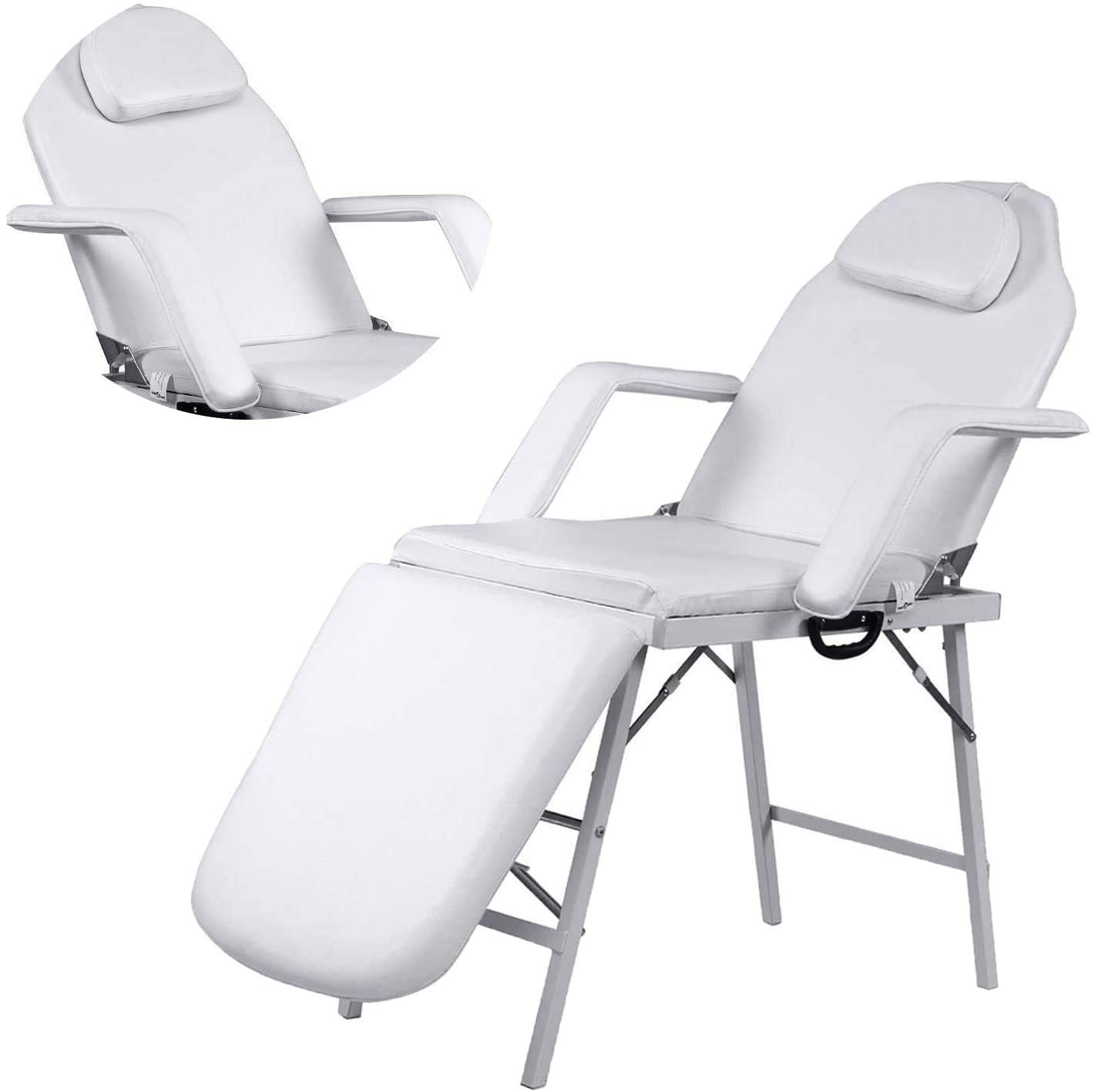 WATERJOY Adjustable Barber Spa Salon Massage Bed Facial Beauty Tattoo Chair White