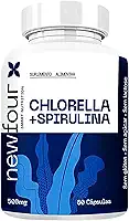 Chlorella + Spirulina NewFour 500mg – Suplemento de Algas Verdes para Energia, Imunidade e Bem-Estar – 60 Cápsulas – Proteína Vegetal, Rica em Antioxidantes – Sem Glúten, Açúcar ou Lactose