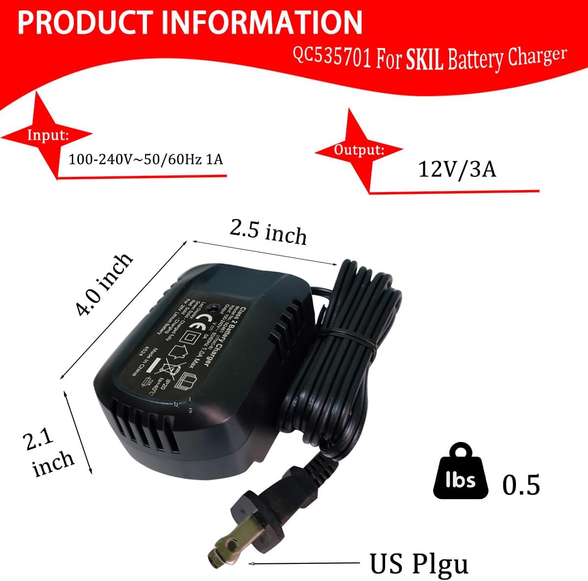 for SKIL 12V Fast Lithium Ion Battery Charger LED Indicator Light Can be Used for 12V Battery QC535701 - Image 3