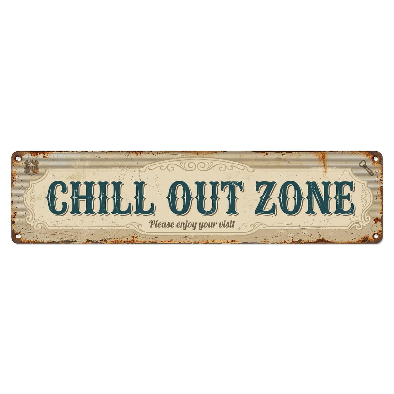 Chill Out Zone 1 Metal Tin Skinny Sign Plaque Wall Decor for Cafe, Club Bar, Office, Home Garden Metal Poster 4x16Inch
