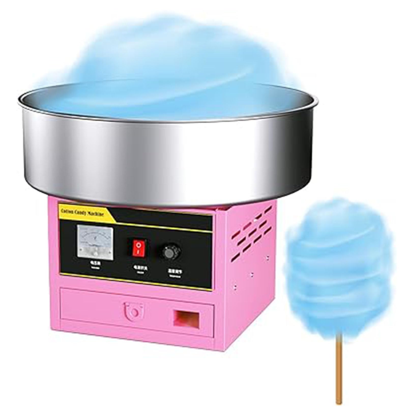 Macchina per Zucchero Filato Commerciale da 1200 W, Macchina Elettrica Zucchero Filato, Controllo Continuo della Temperatura, Funzionamento Semplice, Zucchero Rapido,Pink