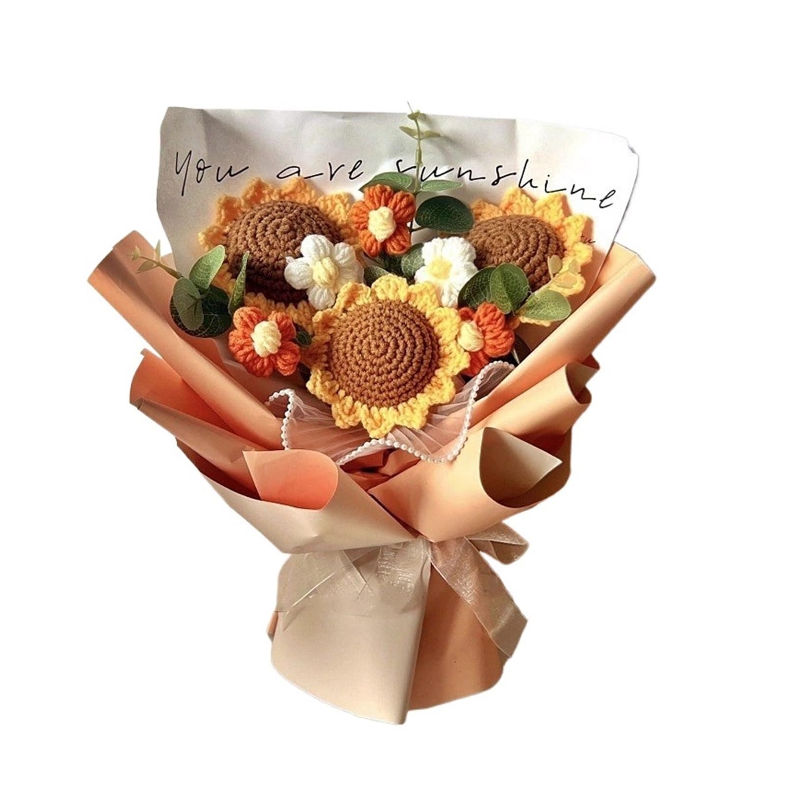 FCfpxwtz Artificial Crochet Flower, Handmade Crochet Flower Bouquet Graduation Birthday Anniversary Home Decor Multicolor(S9)