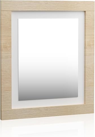 duehome | Espejo Cuadrado, Espejo de Pared, Modelo Kira, Acabado en Color Cambria y Blanco, Medidas: 75 cm (Ancho) x 90 cm (Alto) x 3,5 cm (Fondo)