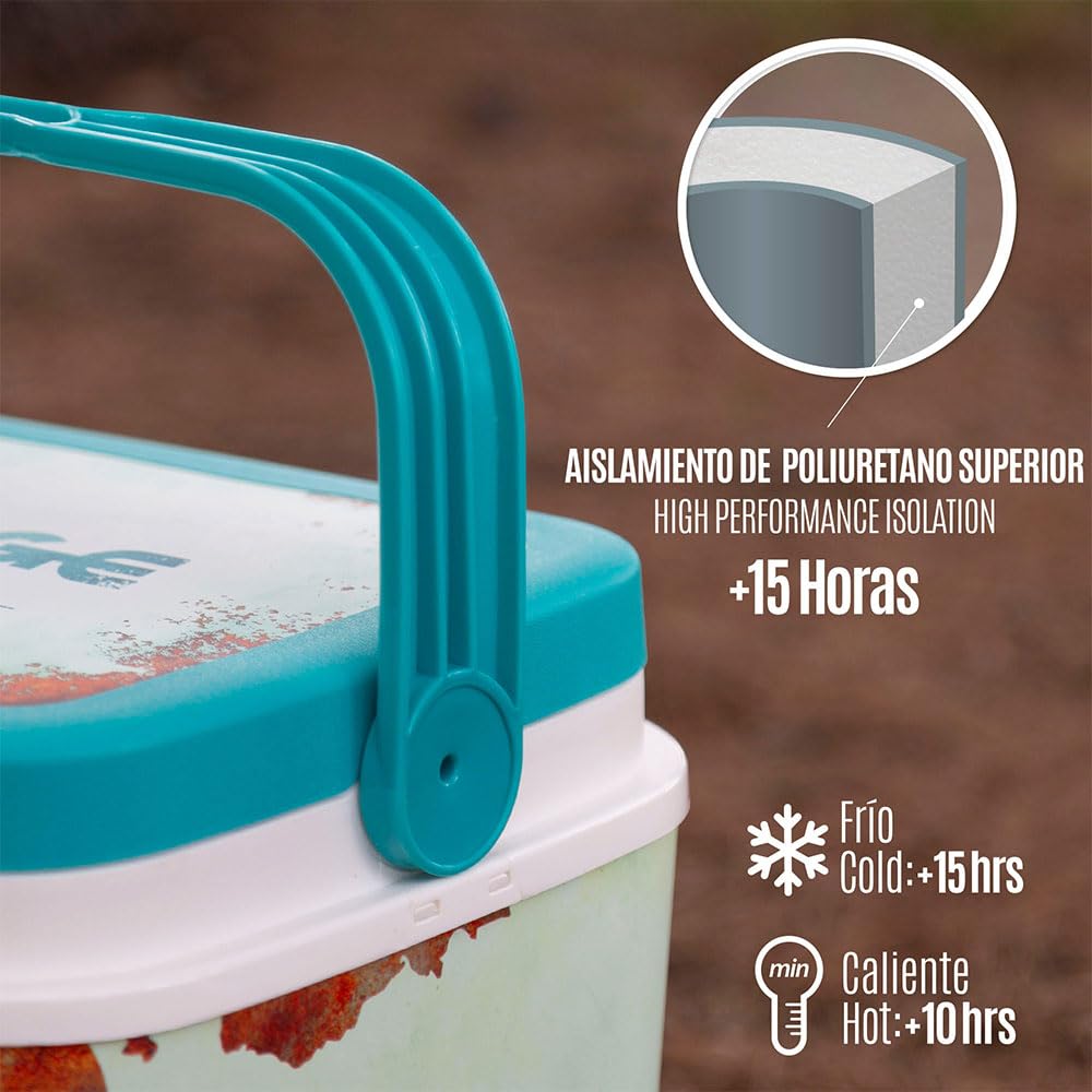 AKTIVE Nevera rígida de Playa 24L, Estilo Classic, plástico Resistente, Aislamiento de Poliuretano Superior, Mantiene el frío hasta 15h, Tapa con Cierre Seguro, Ligera y compacta (62394)