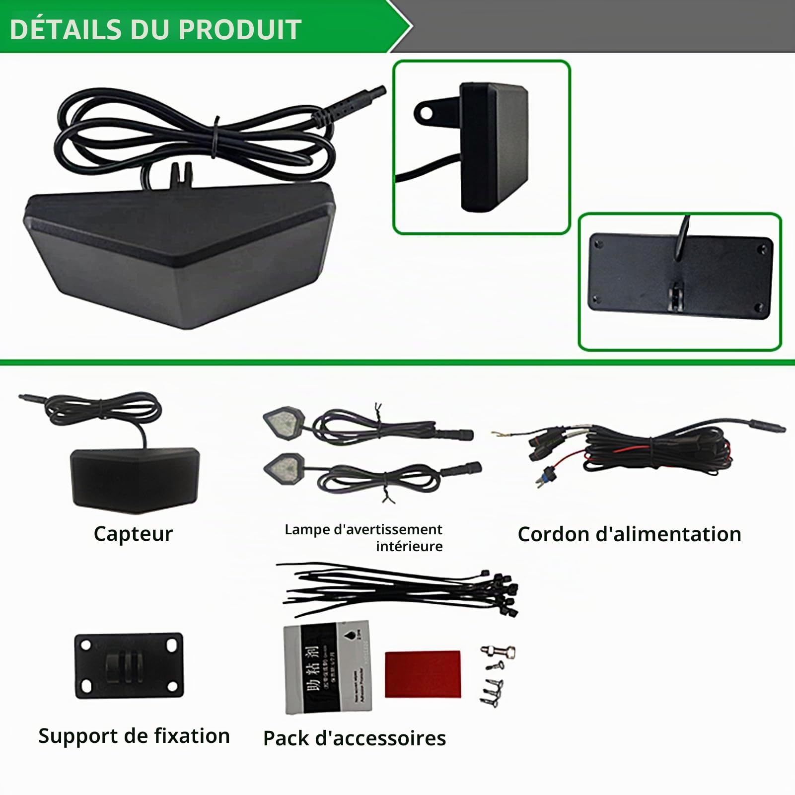 Teksome Système de des Angles Morts, système de détection des Angles Morts | Avertissement d'angles Morts de Moto LED 65,62 Pieds - Alerte visuelle du conducteur, kit de détection de Radar pour Moto