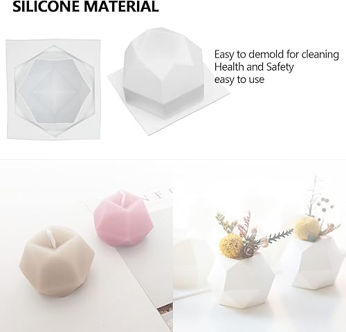 Miniatura 3 de Molde de vela de diamante multilateral 3D, molde de pastel poligonal de diamantes, moldes de jabón creativos de ocho caras, velas de aromaterapia