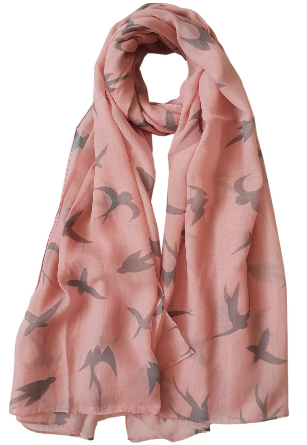 Glamlondon Women's Pink Light Swallow Bird Print Scarf (Pink Light)