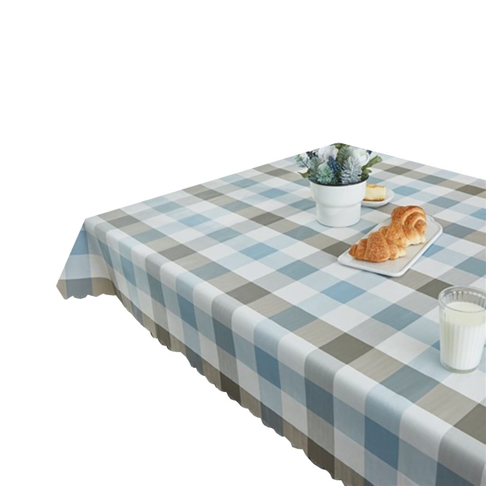 ZXDGsdrdtW Tablecloths, Buffalo Plaid Tablecloth Blue Grey Checkered Durable Table Cloth Wipeable PVC for Kitchen and Holiday Dinner Outdoor Picnic