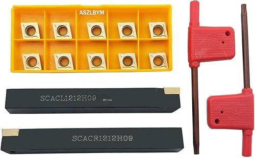 Miniatura 4 de Juego de soporte de inserción de herramienta de torneado de carburo indexable de vástago de 12 "12 mm, 2 piezas SCACR1212H09 SCACL1212H09