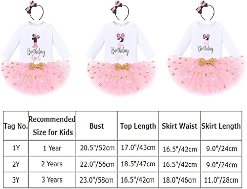 Miniatura 5 de Conjunto de 1er 2 3 cumpleaños para niña, con lunares, falda tutú, orejas de ratón, diadema para sesión de fotos de pastel