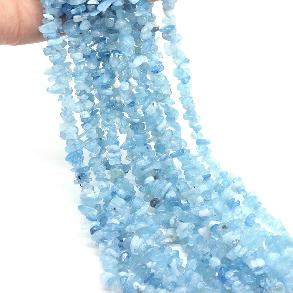 Natürliche Aquamarin-Quarz-Kristallsteinperlen, freigeformte Splitter, Kiesel für Party-DIY-Bastelarbeiten, Halsketten, Armbänder, Schmuckherstellung - Alxa-Achat - 20 Stück (ca. 16 Zoll)