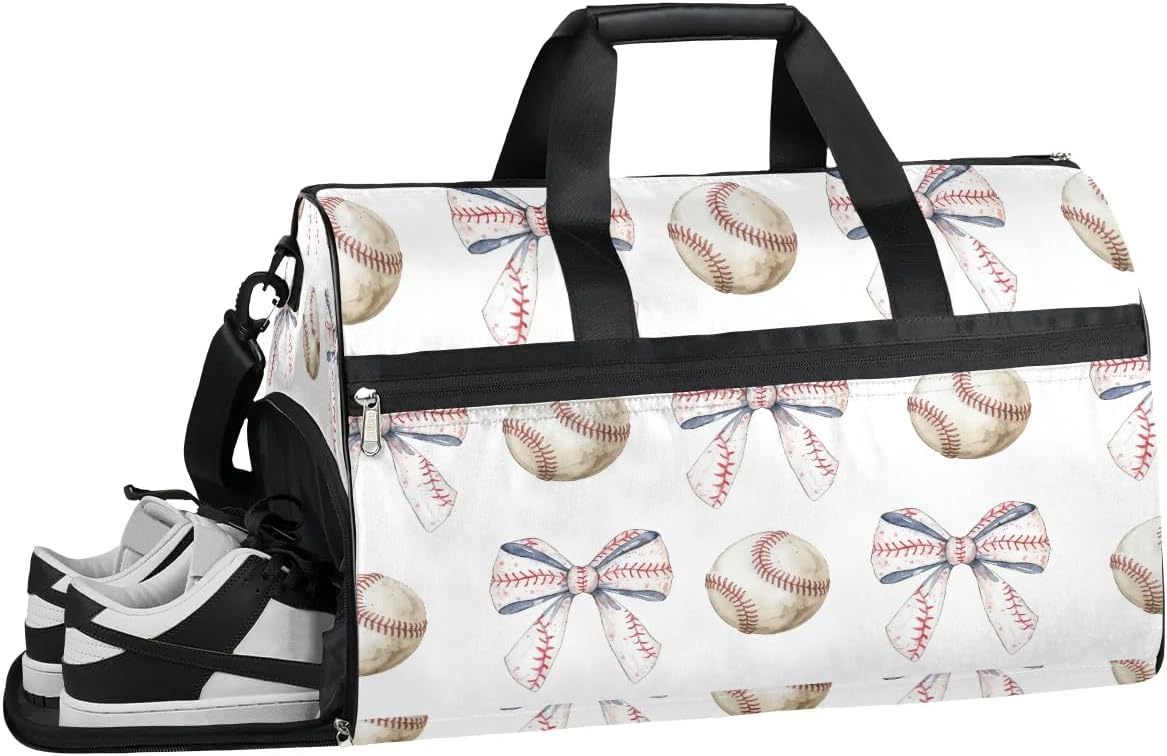Baseball Funny Pattern Gym Bag for Women Duffle with Shoes Compartment Men Weekender Duffel Bags for Travel Sports Swimming Overnight Dance