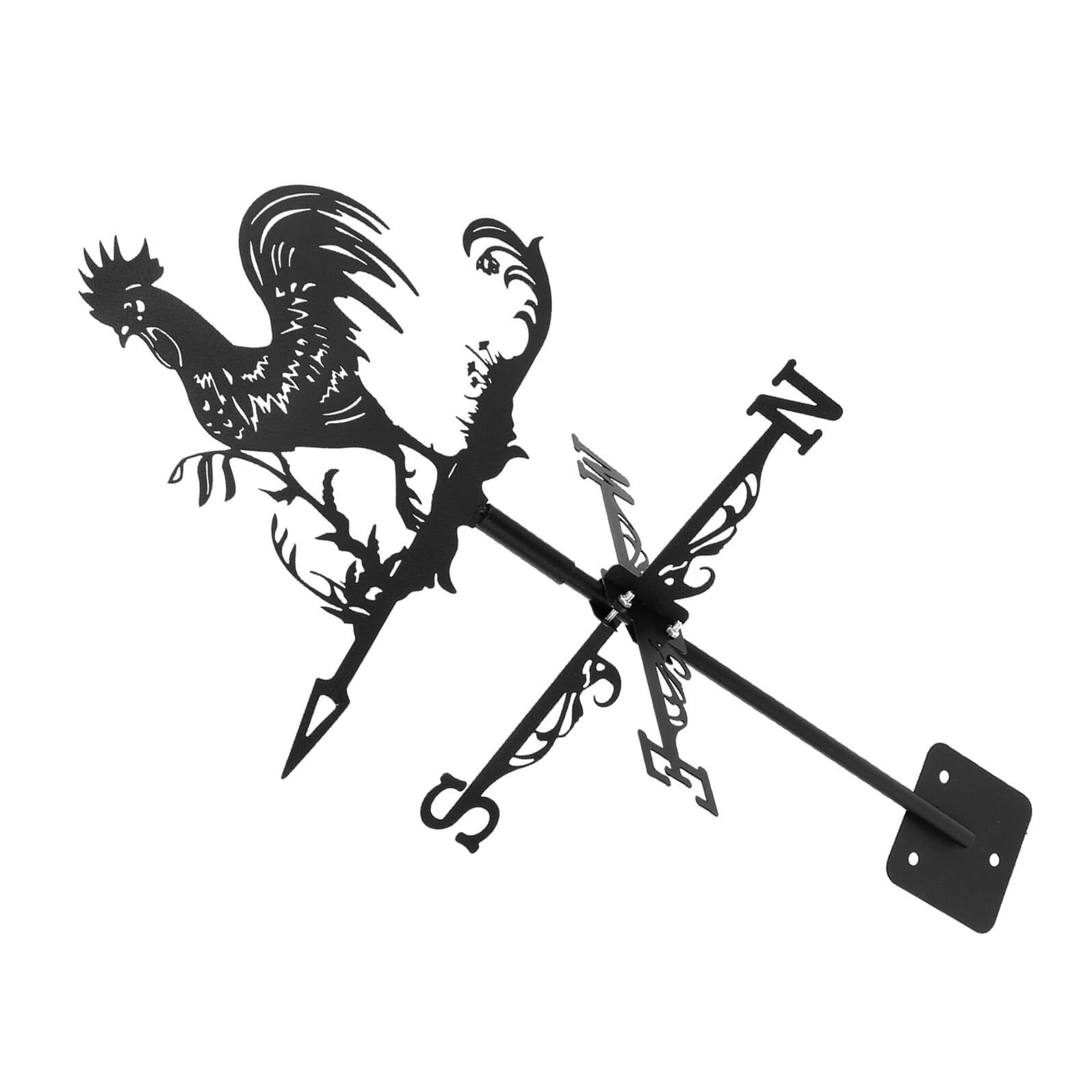 Girouette de toit coq en fer forgé noir, une décoration de jardin rétro délicate