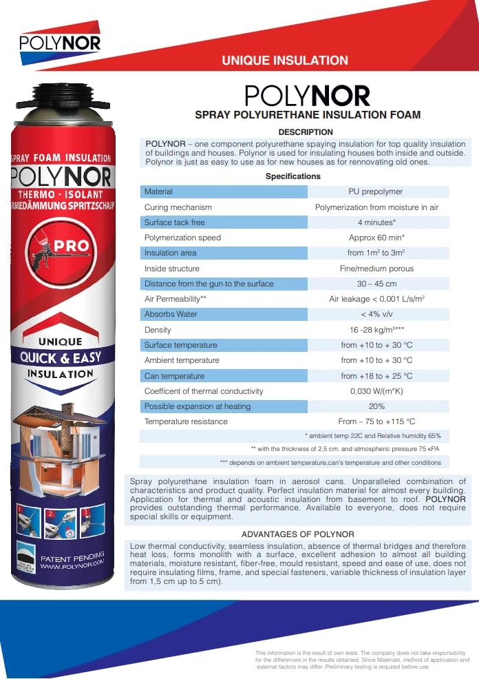 Isolation des murs et plafonds POLYNOR avec mousse PUR projeter kit 29 pcs