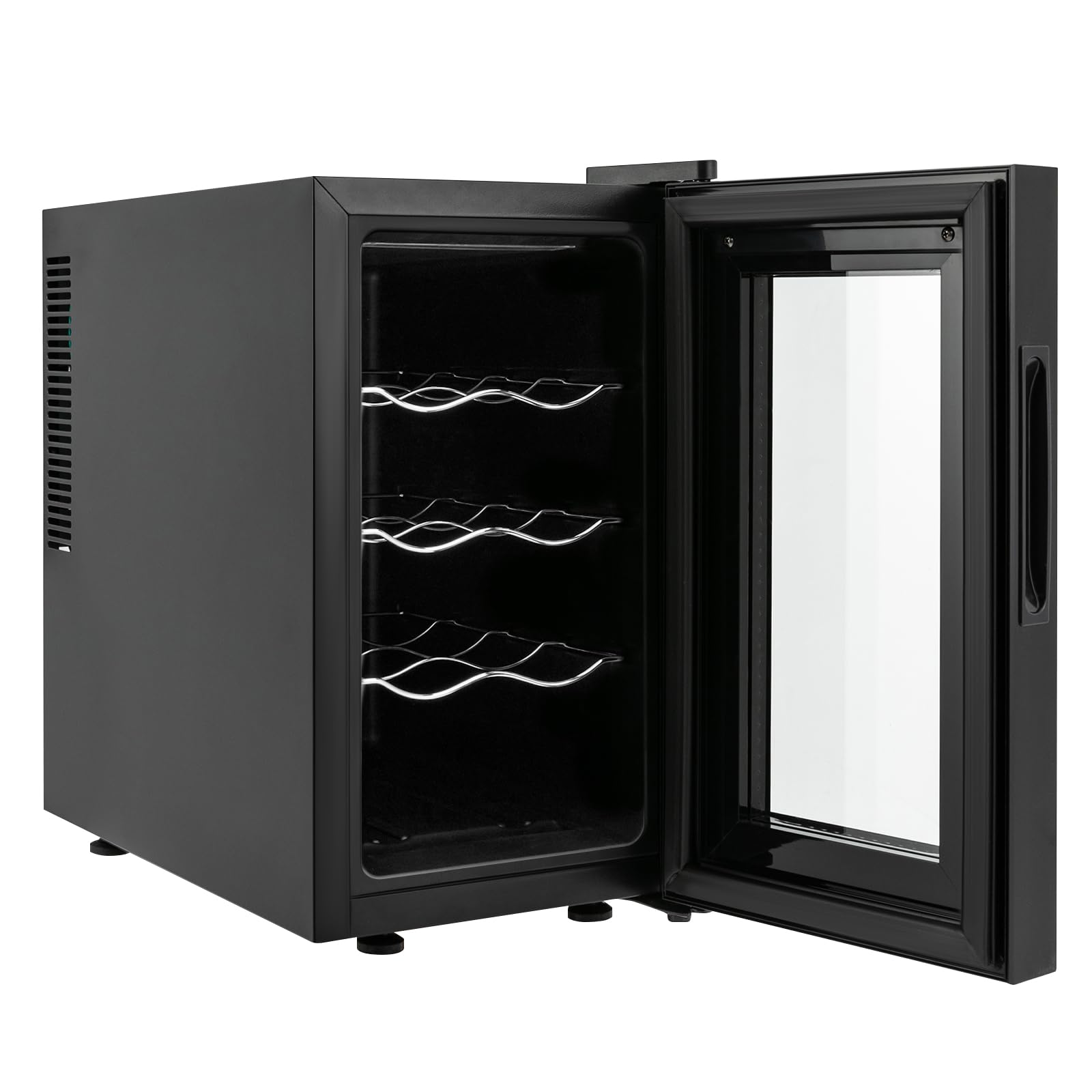 Cave à vin design à 4 couches avec écran HD et panneau tactile de température, refroidisseur thermostatique à vin boissons, brandy, Home Bar Club armoire à vin 8 bouteilles 6,08 g
