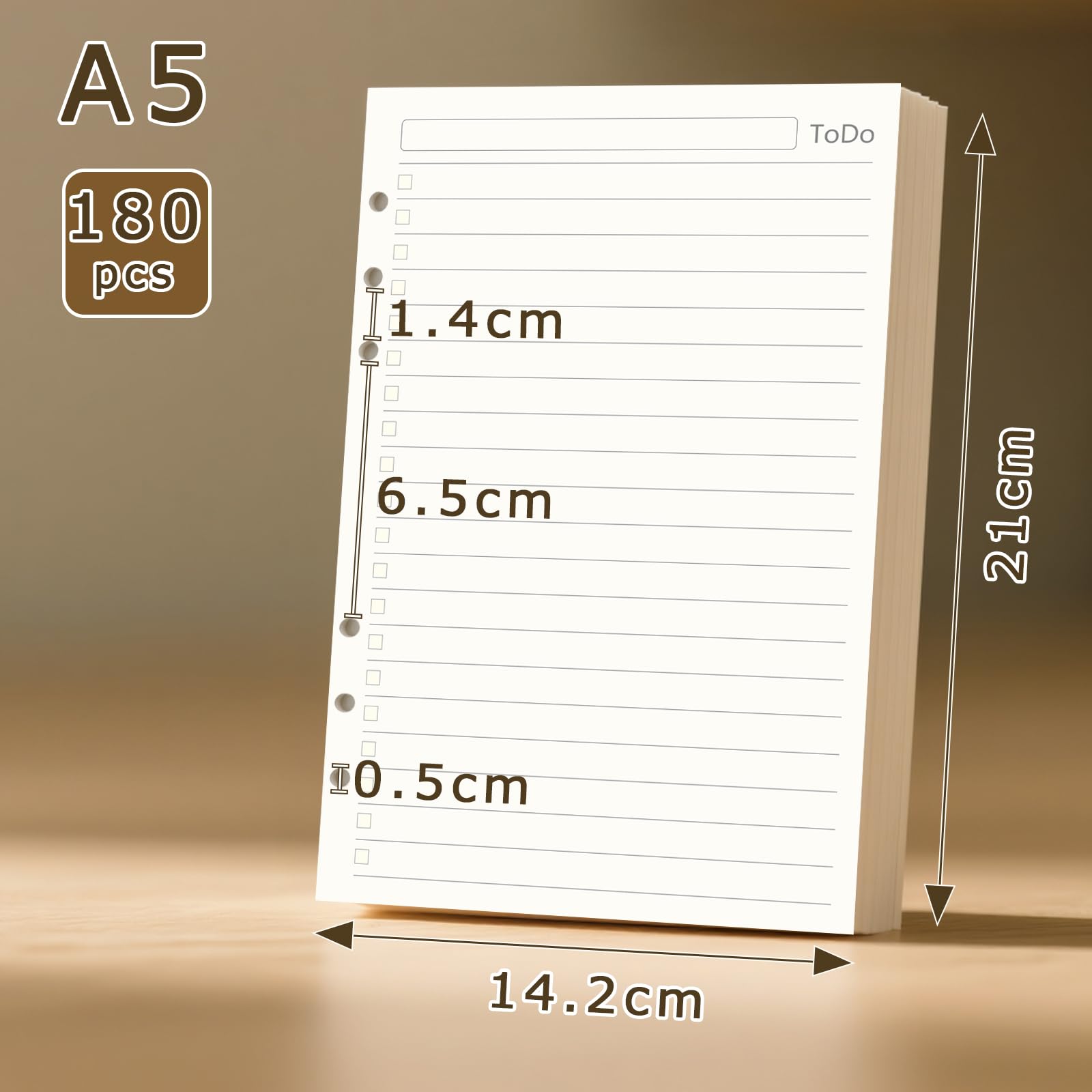 Carnet To Do List A5 Perforée 6 Trous 180 Feuilles Recharge Papier Planificateur Mensuel