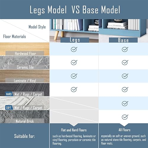 Miniatura 30 de IOTXY - Estantería baja, organizador de madera, 3 niveles con base, estantería horizontal, 10 cubos, color blanco cálido Blanco cálido,Azul