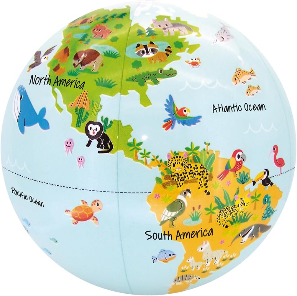 CALY - Inflatable globe "Nature's lil's animals" 30 cm - A globe for a first discover of nature and its wildlife with zoom information - English - 051B