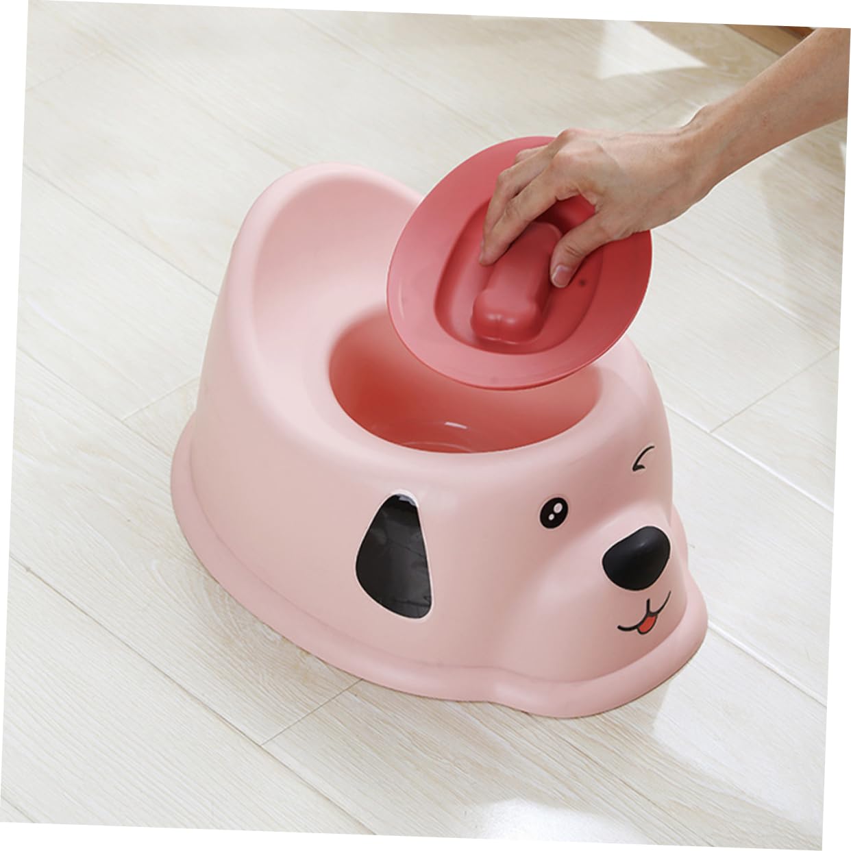 Vasino da Allenamento per Bambini con Coperchio, Pp, Cane | Ragazzi e Ragazze, Design Cartone Animato, Facile da Pulire, Uso Bagno Domestico