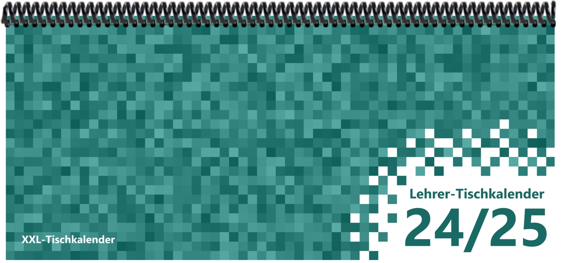 Lehrer - Tischkalender 2024/25: XXL-Tischkalender, Bunt-Kalender Pixel türkis 14,5 x 32,5 cm