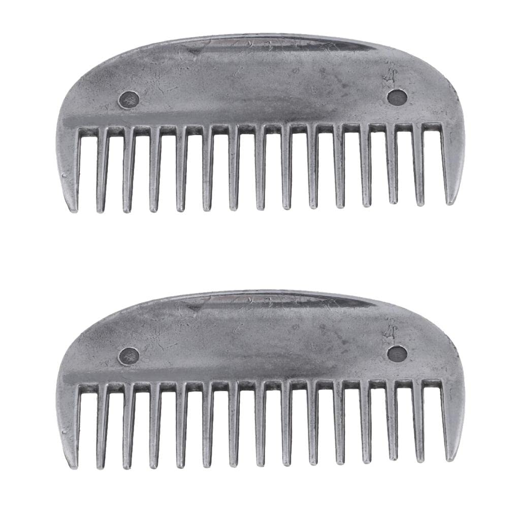 SAZ DEKOR 2 Pieces Stainless Steel Horse Curry Comb Brush Equestrian Grooming Supplies-image-45