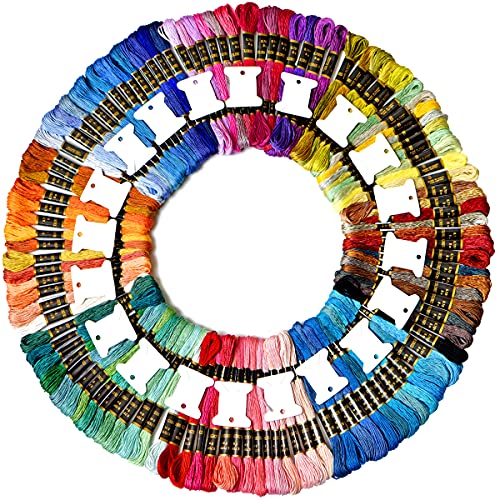 Premium Rainbow Color Embroidery Floss - Cross Stitch Threads - Friendship Bracelets Floss - Crafts Floss - 110 Skeins Per Pack and FREE set of 20 Organizer Floss Bobbins