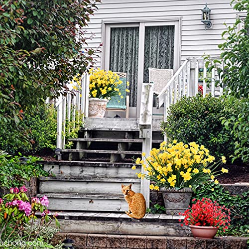 Urstoud 6Pcs Artificial Flowers,Fake Greenery Faux Plastic Bushes Fake Shrubs Uv Resistant No Fade Faux Plastic Plants For Wedding Hanging Bouquet Indoor Outdoor Home Garden Office Table Vase(Yellow) #TOP1