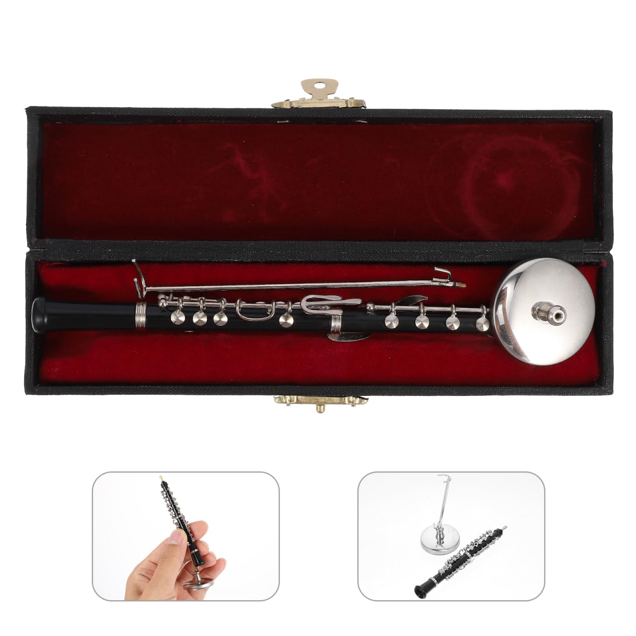 Alipis Oboe Model Mini Instrument, Miniature Instrument de Musique Modèle, Mini Clarinette Miniature Cuivre Clarinette Hautbois Clarinette Miniature Modèle pour Maison Café Ornement Ornements