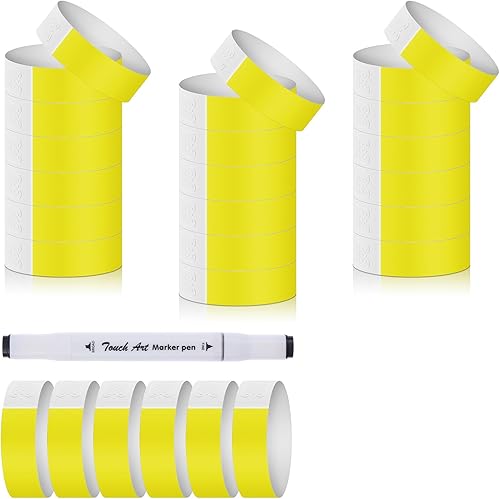 300 Paper Wristbands for Events Neon Wrist Bands Waterproof Hand Bands, for Party Club Events Lightweight Concert Adhesive Wristbands, Comes with a