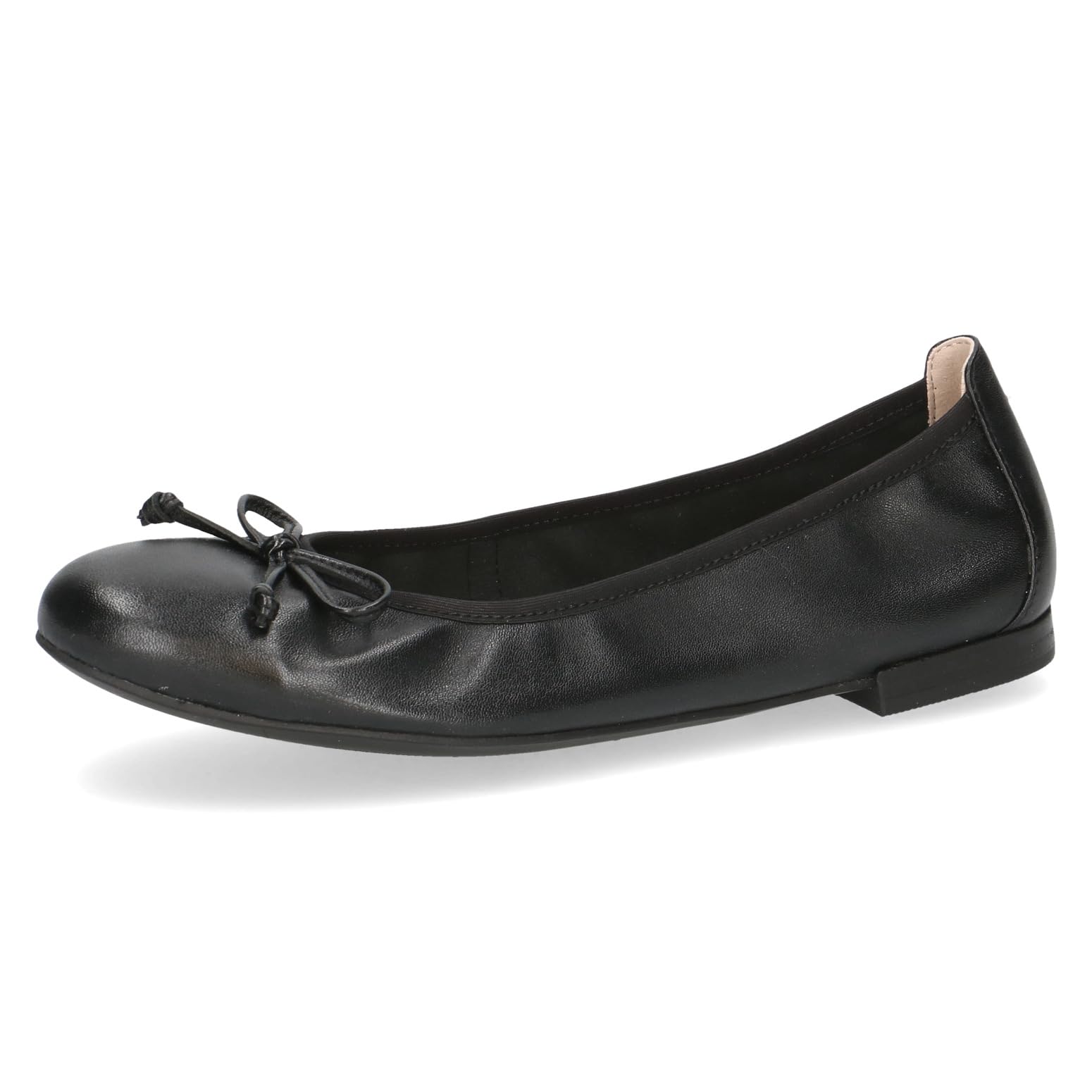 CAPRICE Women Ballet Flats Leather Bow, Black (Black Nappa), 3.5 UK