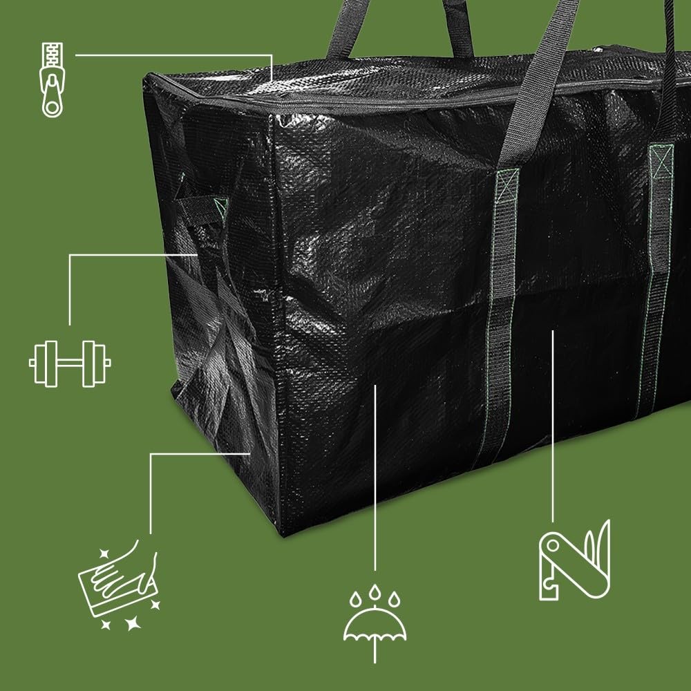 Set di sacchetti per traslochi e deposito con cerniera, impermeabili, 70 x 35 x 42 cm (confezione da 10)