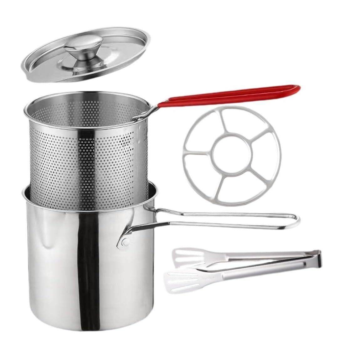 Frittierkorb Party Grillen Braten Topf Kit Korb Deckel Edelstahl Friteuse Kochen Abtropfen Frittieren Kochen