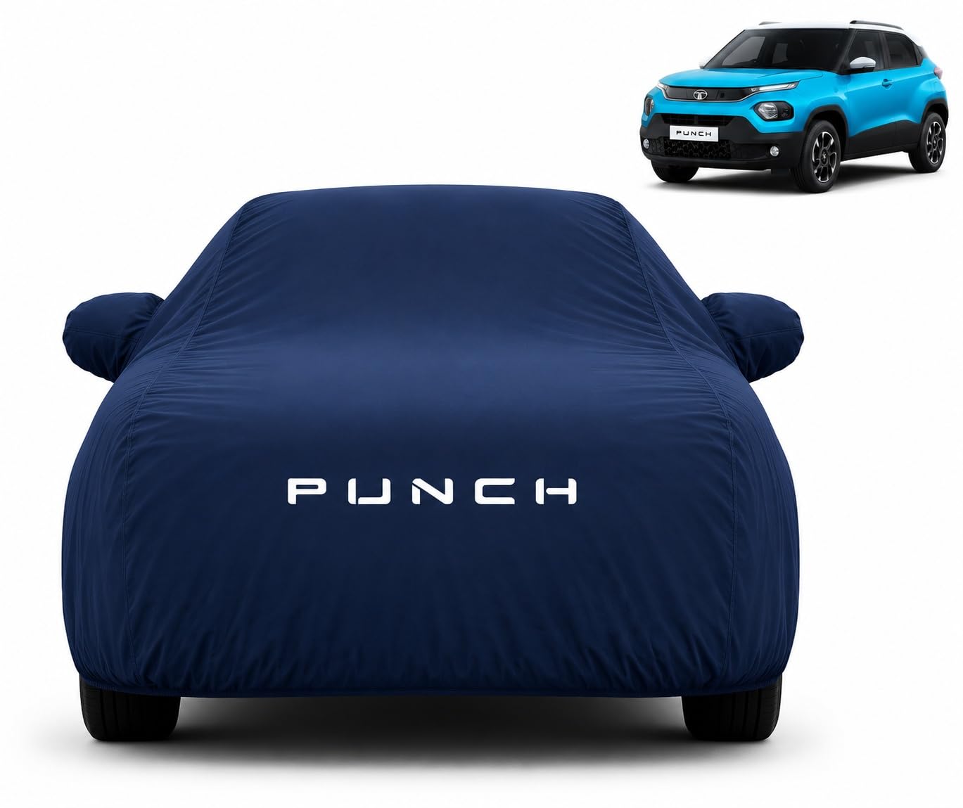 Premium Car Cover Compatible with Tata Punch All Models Comes with All Weather Water-Resistant Body Car Cover | Light-Weight | Triple-Stitched | UV Protection | Dustproof & Heat-Resistant (Navy Blue)-image-18