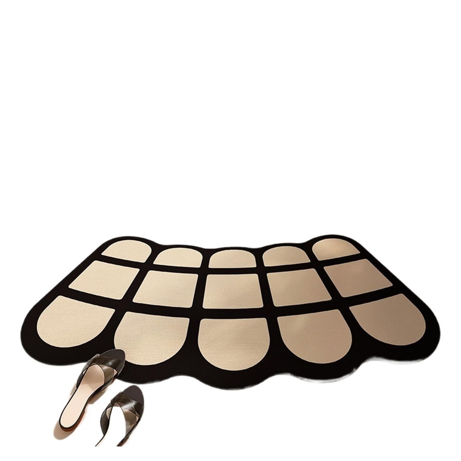 Curved bath mat Bathroom Rug Shower Mat Anti-slip Diatom Mud Entrance Carpet Curved Floor(Color-02,45x70cm)