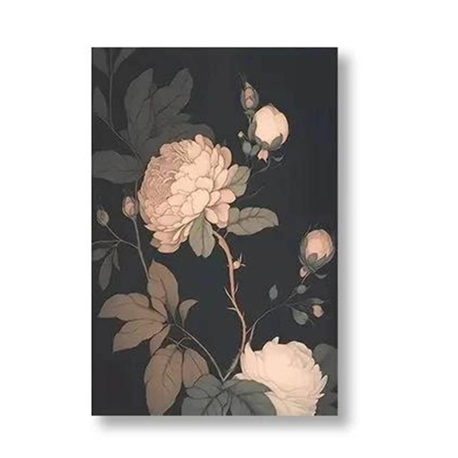 Impression sur toile fleurs foncées XENITE 50x70cm tableau rétro vintage salon