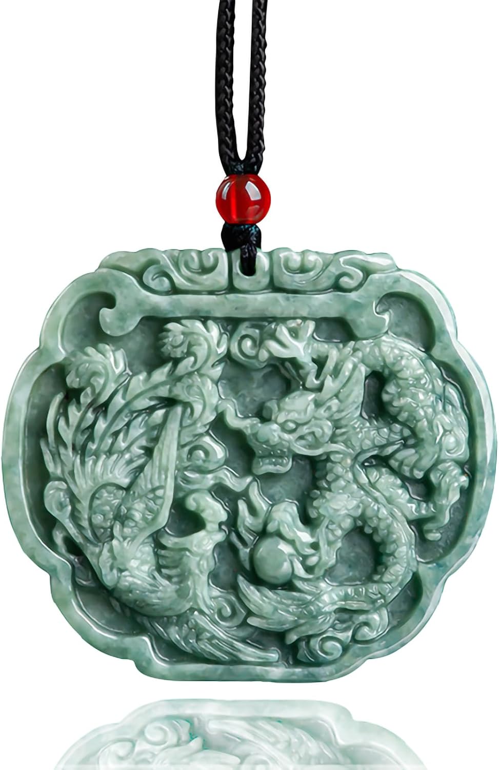 Hand-Carved Natural Dragon and Phoenix Pendant Jade Jamaica Ubuy