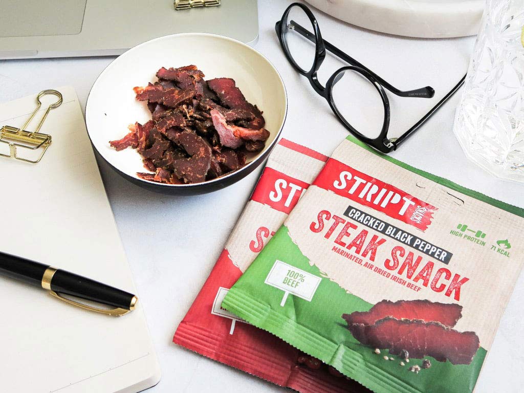 Stript Snacks Beef Biltong Cracked Black Pepper 10x25g Beef Jerky. High Protein, Healthy